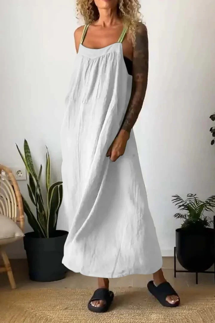 🔥Hot sale in summer💕Women's simple cotton and linen suspender dress - buy two for free shipping - Image 14