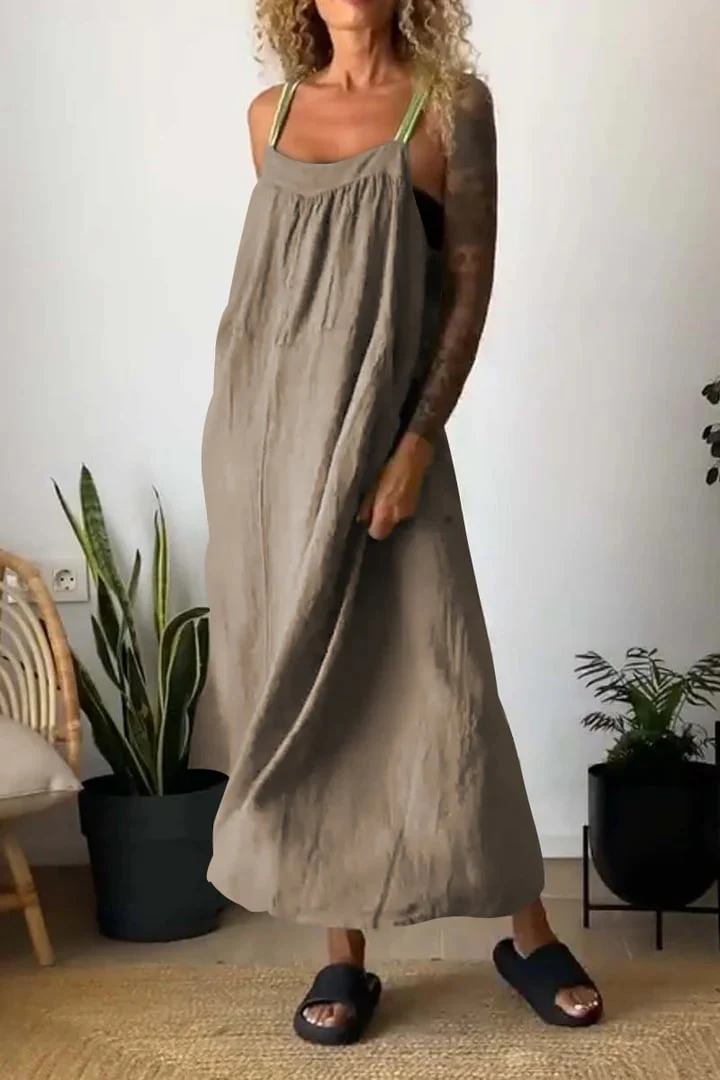 🔥Hot sale in summer💕Women's simple cotton and linen suspender dress - buy two for free shipping - Image 15
