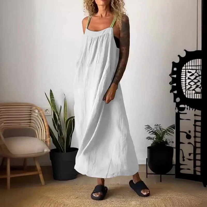 🔥Hot sale in summer💕Women's simple cotton and linen suspender dress - buy two for free shipping - Image 4