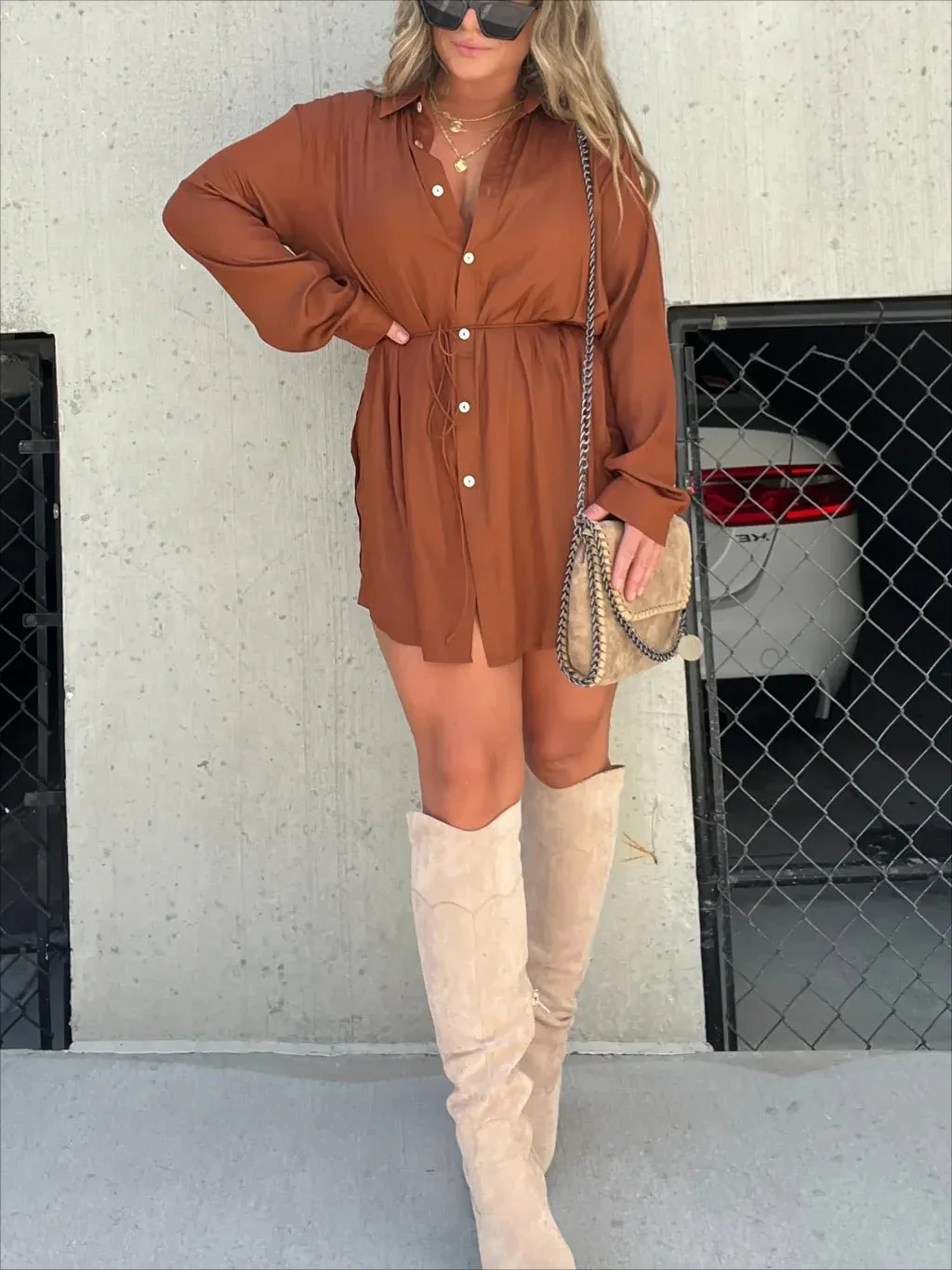 Women's Solid Color Long Sleeve Shirt Suit - Image 3