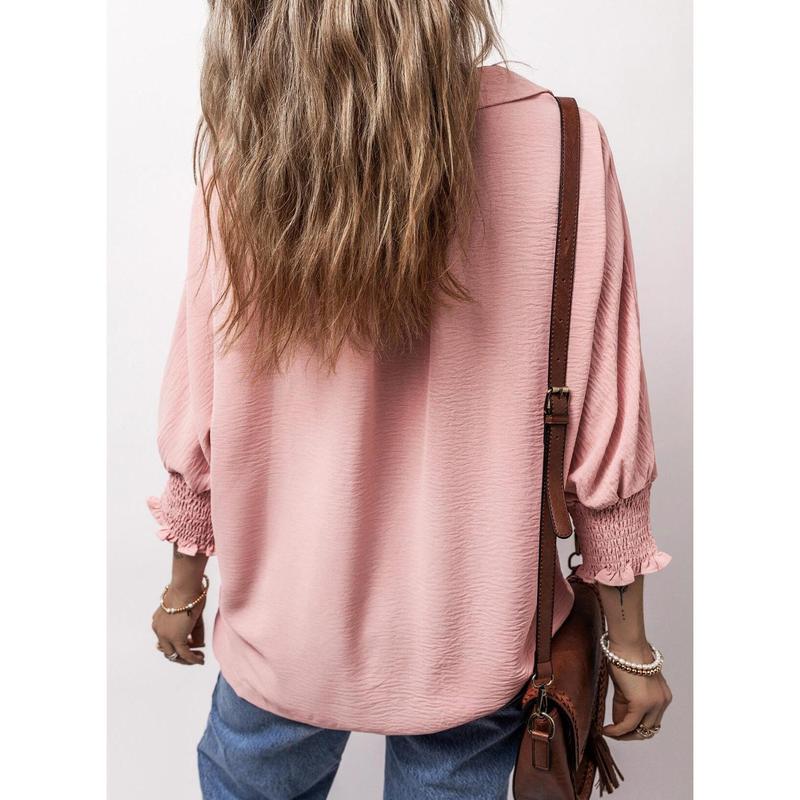 Womens Tunic Tops V Neck Casual Loose 3/4 Sleeve Shirts Dressy Blouses Tops Overiszed T Shirts - Image 2