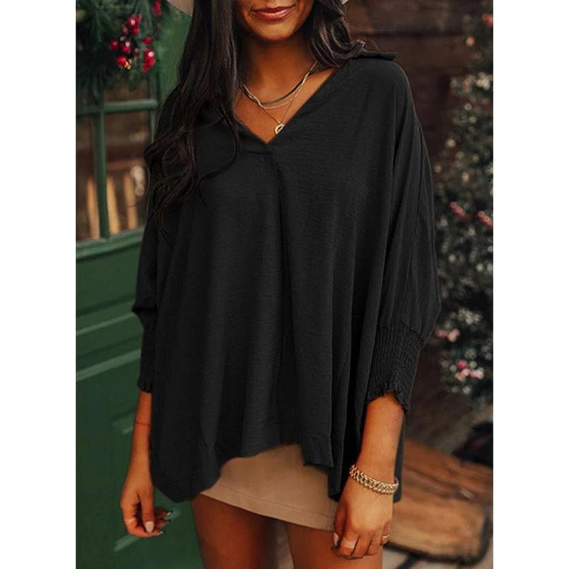 Womens Tunic Tops V Neck Casual Loose 3/4 Sleeve Shirts Dressy Blouses Tops Overiszed T Shirts - Image 7