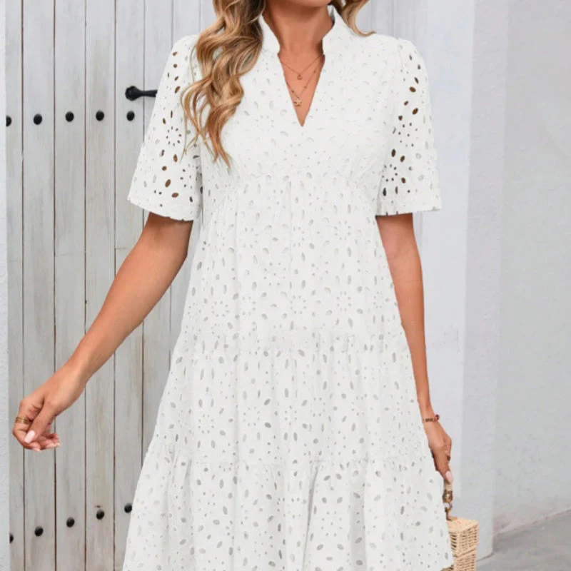 👗Summer New💃Women's V-Neck A-Line Cutout Printed Dress - Image 2
