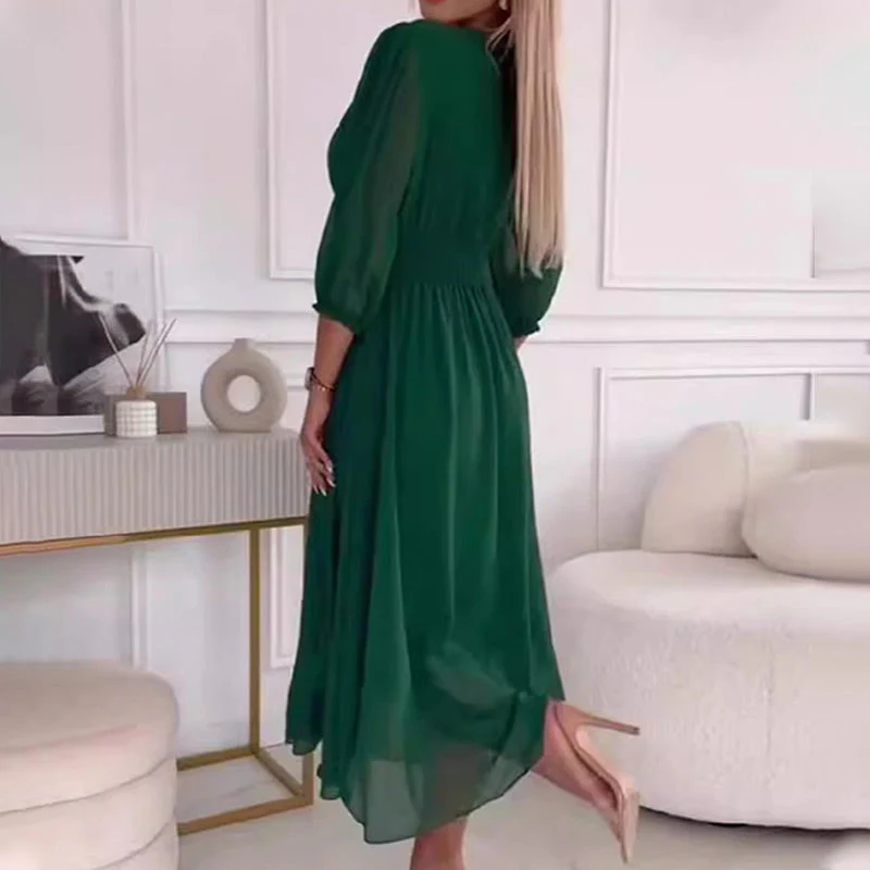 Women's V-neck Lightweight Chiffon Dresses - Image 7