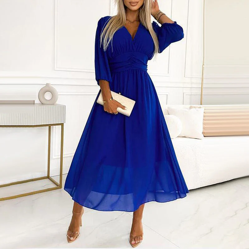 Women's V-neck Lightweight Chiffon Dresses - Image 8