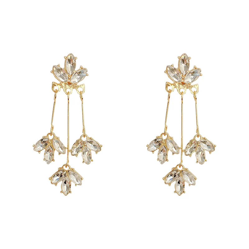 ZIRCON TASSEL MAPLE LEAF EARRINGS - Image 9