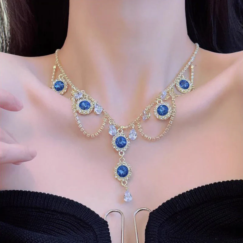 🔥2024 Hot Sale 🔥French Blue Zirconia Necklace--(Heart of the Ocean) - Image 2